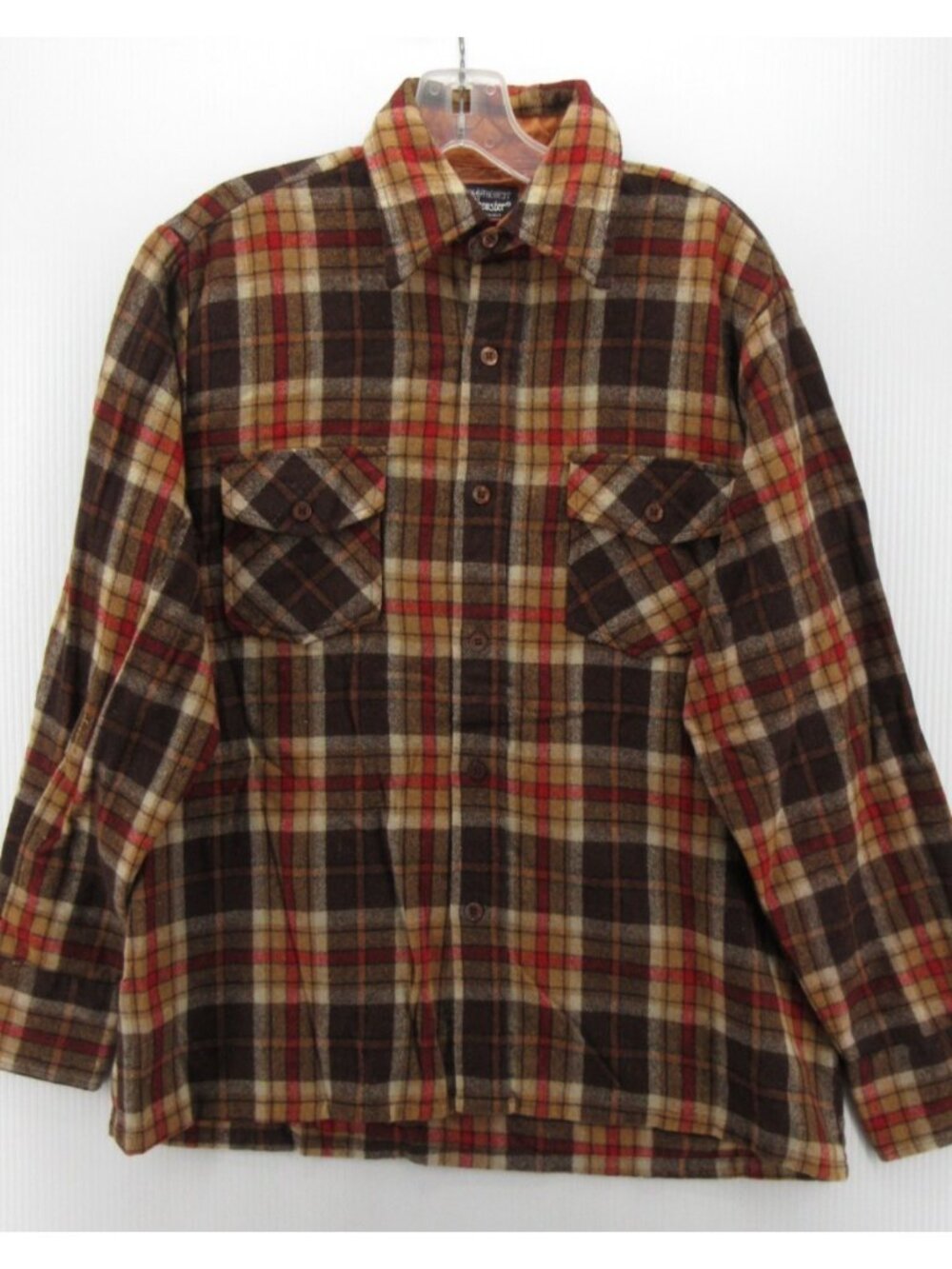 VINTAGE Brewster Wool O The West Shirt Medium Wool Blend Plaid 70s 80s
